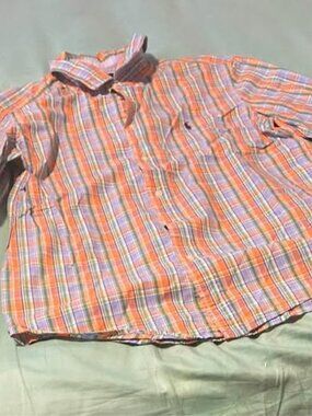 Polo Ralph Lauren Orange, Periwinkle & Army Green Striped Shirt Boys Size 20